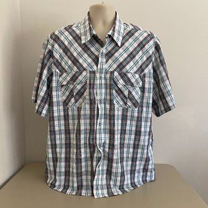 Men’s Woolrich Plaid Shirt Multi Color Short Sleeve Button Close Size XL